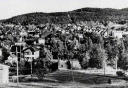 Stillasene på Stormyra og Strømskollen var begge godt synlige fra stasjonsområdet i Strømmen i mange år.
