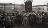Oslo renovasjonsarbeideres forenings korps på 1. mai på 1920-tallet.