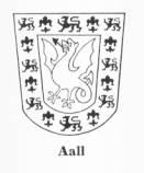 Skjoldet i Aalls slektsvåpen fra Norske slektsvåpen (1969), side 51. Tegnet av Hans Cappelen