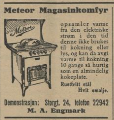Meteor Magasinkomfyr annonse 1931.png