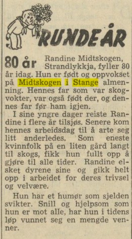 Randine Midtskogen 80 år, Stiftstidende 8.12.1959.jpg