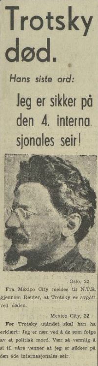 Trotsky død Bergens Arbeiderblad 1940-08-22.JPG