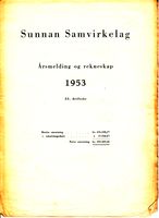 Årsmelding og regnskap for 1953 side 1.
