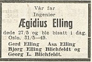 Ægidius Elling dødsannonse 1949.jpg