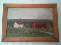 Garden Øvre Knardal i Frogn hvor Hans Jørgen vokste opp. Maleri av bygdekunstneren Johan Fuglesang fra 1922. Foto: Siri Iversen