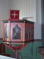 Prekestolen i Gullstein kyrkje. Foto: Olve Utne (2007)