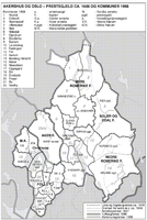 Akershus og Oslo - prestegjeld ca. 1648 og kommuner 1998