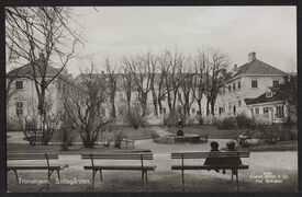 Stiftsgården sett fra østre del av parken. Foto: Alf Schrøder/Nasjonalbiblioteket (1920–1930).