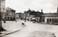Kongens gate omkr. 1930–1935. Foto: Fotograf ukjent; bildet er hentet fra Nasjonalbibliotekets bildesamling