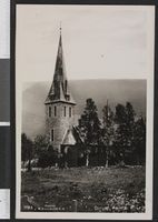 Postkort av Årstad kirke. Foto: Ukjent / Nasjonalbiblioteket