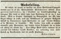 1848: Fotograf Wischmann får redaksjonens entydige anbefaling. (Kristiansands Stiftsavis og Adresse-Contors Efterretninger 6/5 1848)