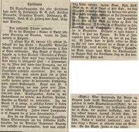 Aftenposten gjengir innholdet i Risør byfogds beretning til amtet om bybrannen. Avisa har også en notis om forsikringsoppgjøret. (Kilde: Aftenposten 13/6/1861)