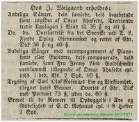 I mai 1871 annonserte J. Melgaard i Skien sangbøker av Oscar Ahnfeldt til salgs. (Correspondenten 26/5/1871)