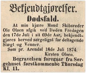 18740722 GAT Dødsannonse Ole Olsen Søm.jpg