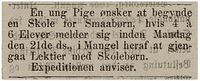 1876: Anonym annonse i august 1876. Kan dette være starten på Inger Helmers tilbud?