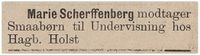 1886: Marie Scherffenberg tilbyr undervisning.