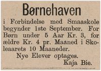 1886: Børnehave og skole - høsten 1886