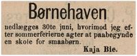 1888: Børnehaven nedlegges og småbarnsskole begynner.