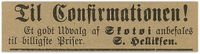 1891: Helliksen reklamerer for skotøy til konfirmanten.