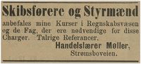 1893: Møller tilbyr kurs for skipsførere og styrmenn.
