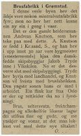 Nynorskavisa "Den 17de Mai" omtaler brusfabrikken 9/5 1898.