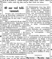 1927: 40 år i tollvesenet (Aftenposten 12/7 1927)