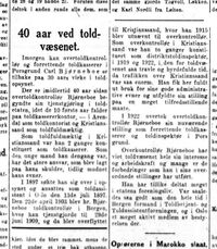 40 år i tollvesenet (Aftenposten 12/7 1927)