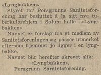 Kunngjøring i Telemark Arbeiderblad (TA) 31. desember 1931.