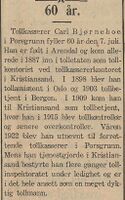 1932: Carl Bjørneboe er 60 år. (Vestlandske tidende 4/7/1932)