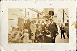 1939: This 1939 photo shows the last of 4 trips my great-grandfather Fredrik Isaksen made by ship to NY from Norway, along with my great-grandmother Anne Kristine Isaksen (her only trip). Directly behind them are my grandfather Ingart, his brother Arnold, Arnold's wife Anna Ingebretsen, and his brother Hans