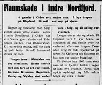1941: Firda folkeblad orienterer om flom og skade på gårdene Kvamme, Høgalmen, Rustøy og Mykløen.