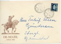 1951: Thorleif Steen Gundersen var en av filatelistklubbens initativtakere. (Fra egen samling Jarl V. Erichsen)