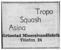 1953: Annonse for Tropo - Squash - Asina