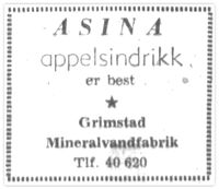 1961: Annonse for Asina appelsindrikk