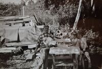 Westlie, Lindheim, Hjellum 1963 - Annar, Ingrid, Arne, verpehøne. Foto: Elida Westlie