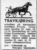 1966: Travkjøring - fra Agderposten 17/9 1966