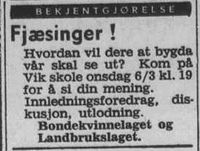 1968: Bondekvinnelaget og Landbrukslaget henvender seg til Fjæsinger.
