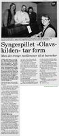1995: Kreative folk arbeider med syngespillet "Olavskilden". Fra venstre Kjell Olav Haugen, Tore Thomassen, Odd Grjotheim og Trond Andersen. (Kilde: Grimstad adressetidende 14/3 1995)