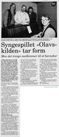 1995: Kreative folk arbeider med syngespillet "Olavskilden". Fra venstre Kjell Olav Haugen, Tore Thomassen, Odd Grjotheim og Trond Andersen. (Kilde: Grimstad adressetidende 14/3 1995)
