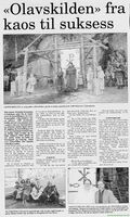 1995: Omtale av syngespillet Olavskilden v. Karin Engh. (Kilde: Grimstad adressetidende 6/6 1995)