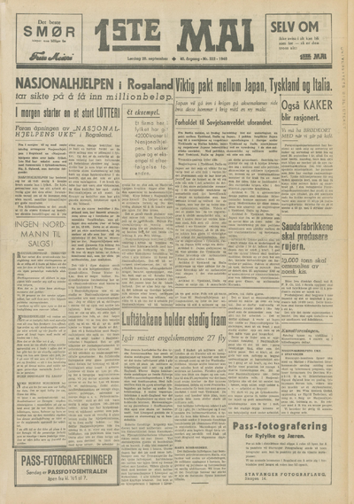 Faksimile fra 1ste Mai, 28. september 1940.