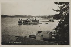 Danmark med sjøbadet sett fra Blommenholm mot Kadettangen. Foto: Nasjonalbiblioteket