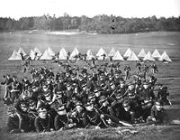 Den norske garde, soldater og musikkorps. Foto: Ole Tobias Olsen
