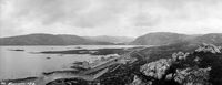 Haugastøl stasjon ved Sløtfjorden. Foto: Jørgen Grundtvig Olsen/Nasjonalbiblioteket (1912).