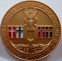 Deltakermedalje 6. Nordiska arbetarsångar- och musikerfesten i Stockholm 1972. Foto: Gunnar E. Kristiansen