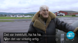 Asbjørn Larsen vel nede etter flyturen.