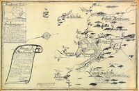 Aagaards kart over Stavanger med omgivelser fra 1726.