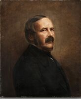 Initiativtaker og første leder av bedriften 1845 til 1860 Adam Severin Hiorth (1816–1871). Maleri:Christian Olsen/Oslo Museum (mellom 1845-1898)