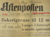 Faksimile fra Aftenpostens forside 14. mai 1960, som var 100-årsutgaven.