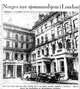 Faksimile fra Aftenposten 21. feb. 1948 om at Duchy Hotel var det nye norske sjømannshjemmet i London.